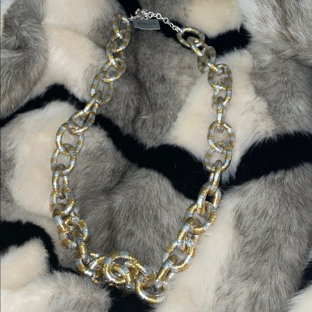 Chico's Gold & Silver Wrapped Link Necklace